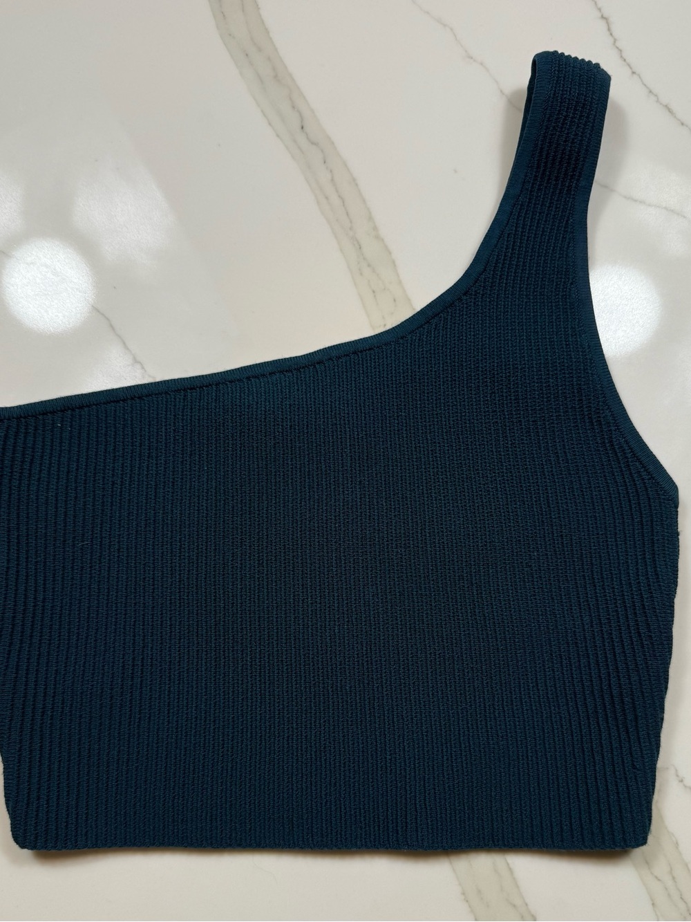 Babaton One-Shoulder Ribbed Knit Camisole in Deep Teal